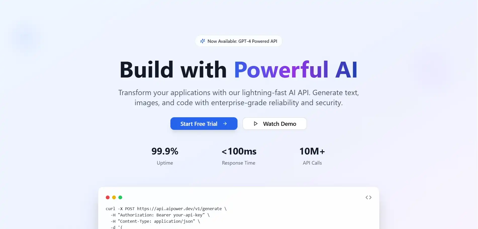 Powerful AI Landing page